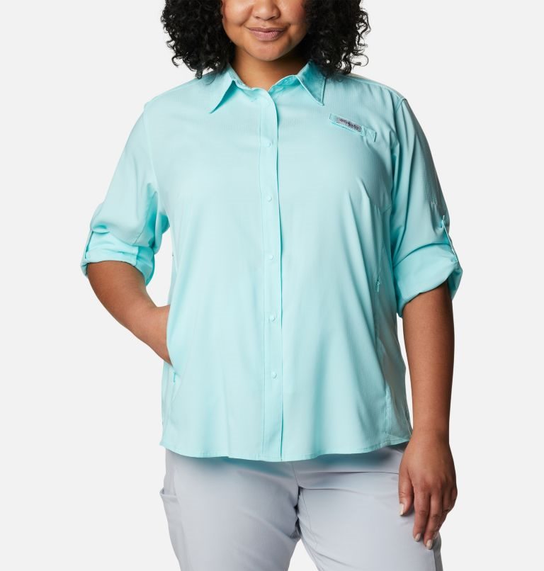 Camasa Columbia PFG Tamiami II Long Sleeve Dama Turcoaz | Plus Size SHZS8Q9A0